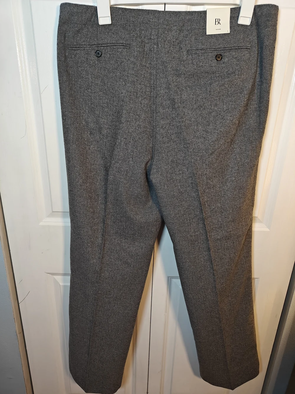 NWT Banana Republic Salado Mens Large Gray Lanificio Wool Tweed Drawstring Pant